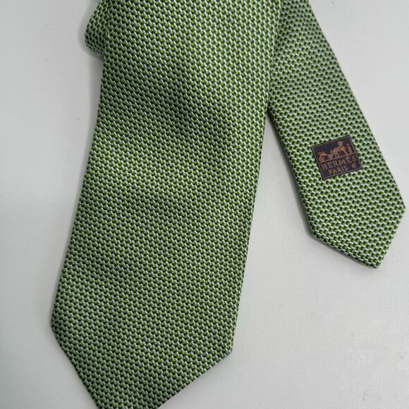 Authentic Hermes 100% Silk Mens Neck Tie Gray Made France - Picture 2 of 11